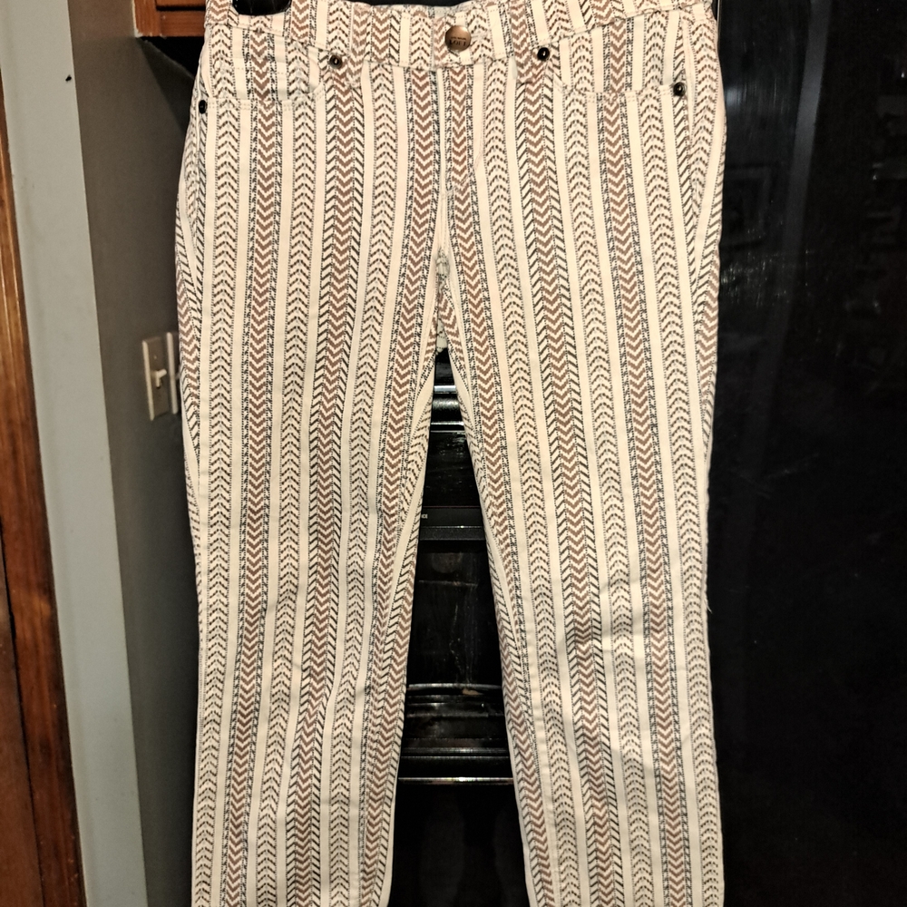 LOFT Black and White Striped Capris